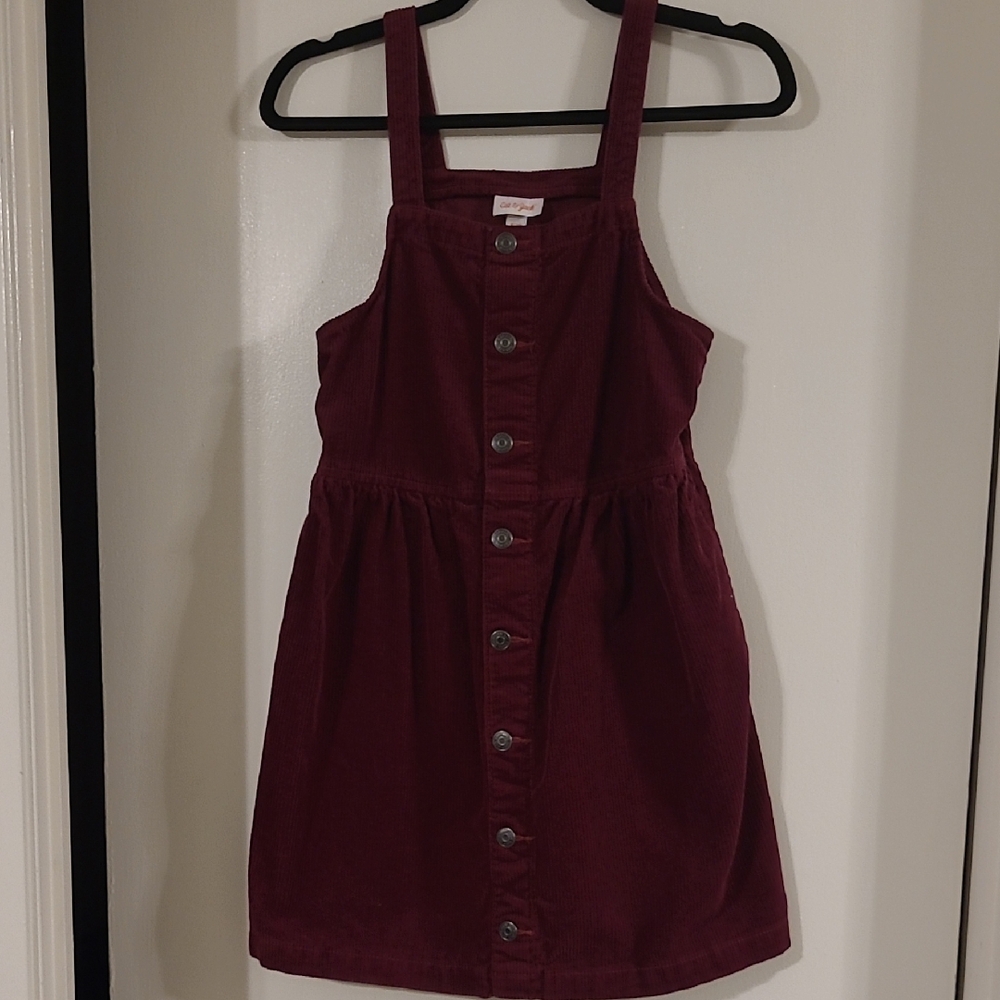 Cat & Jack Maroon Button-Front Kids Dress